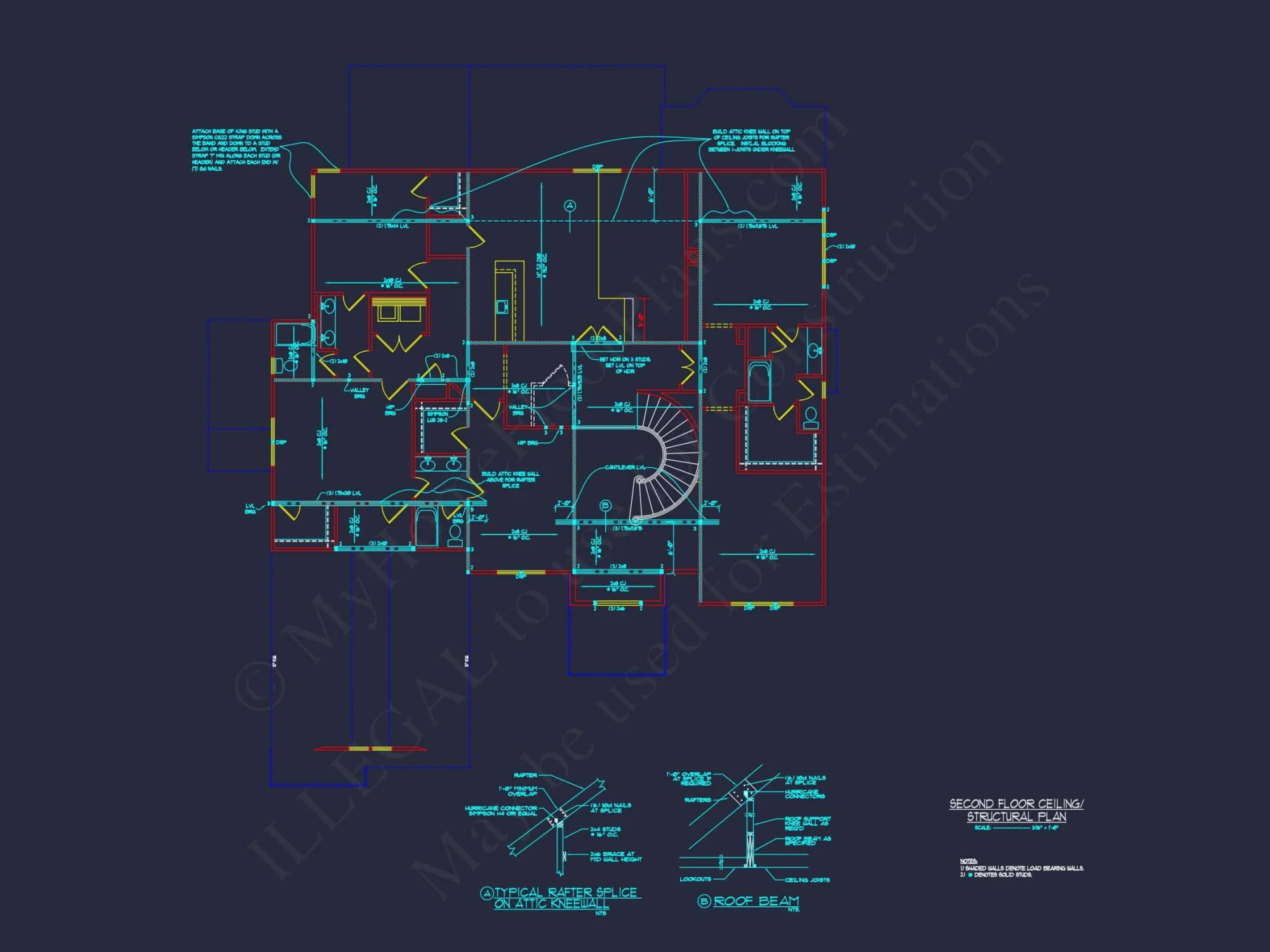 Luxury house Floor Plan with 2 Stories and CAD Designs