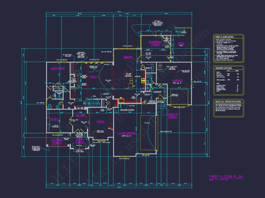Luxury house Plan with 5 Bedrooms and Detailed CAD Designs