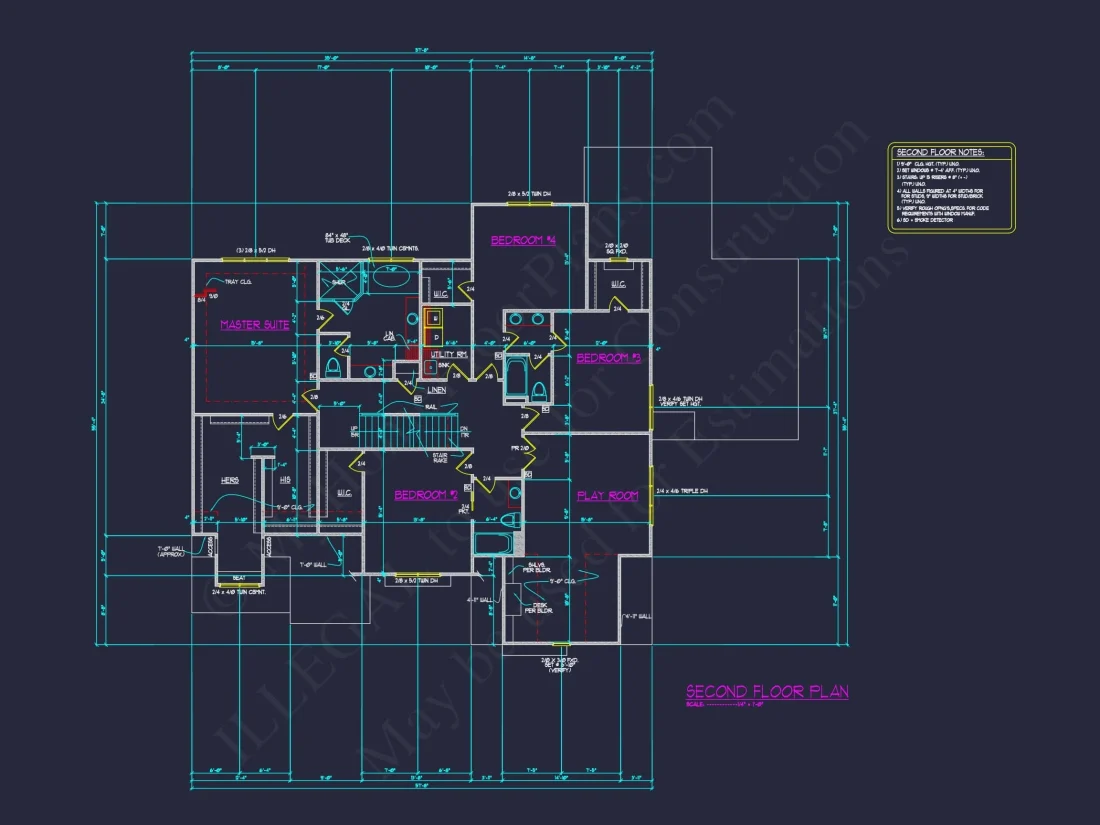 Luxury house Plan with 5 Bedrooms and Detailed CAD Designs