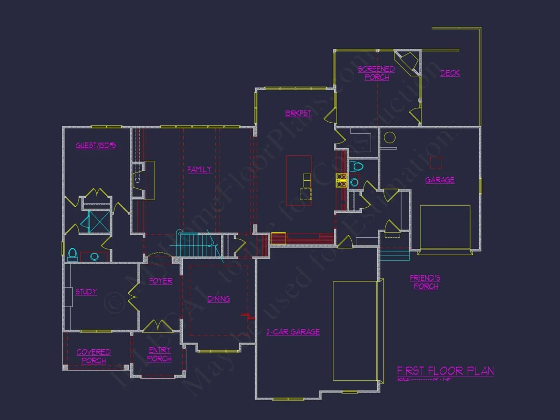 Luxury house Plan with 5 Bedrooms and Detailed CAD Designs