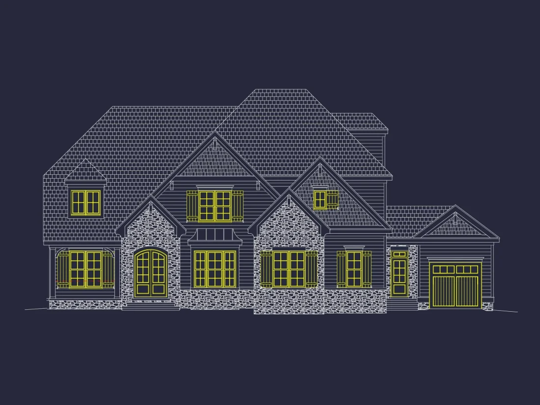 Luxury house Plan with 5 Bedrooms and Detailed CAD Designs