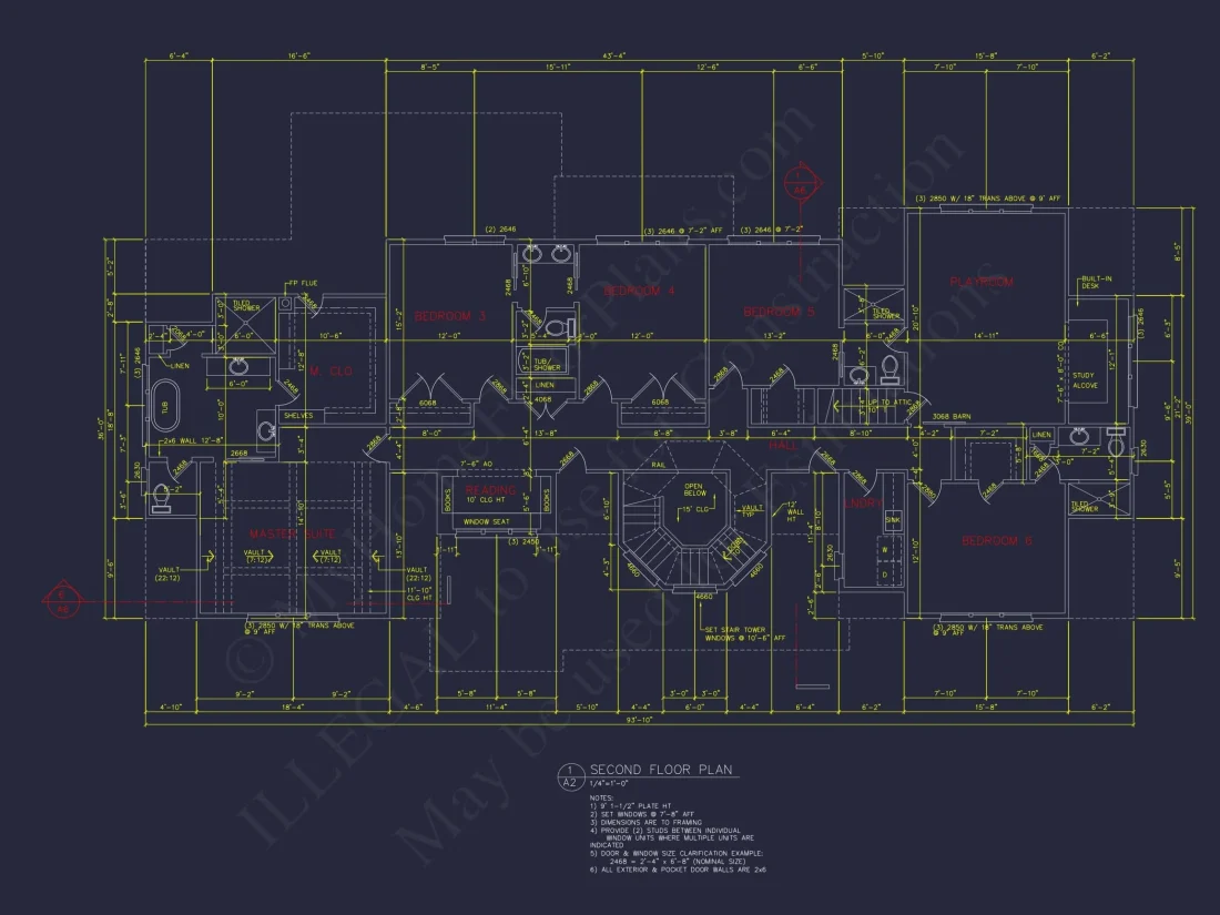 Shingle Style 2-Story house Plan, 6 Bed, 4693 Sq Ft Floor Plan