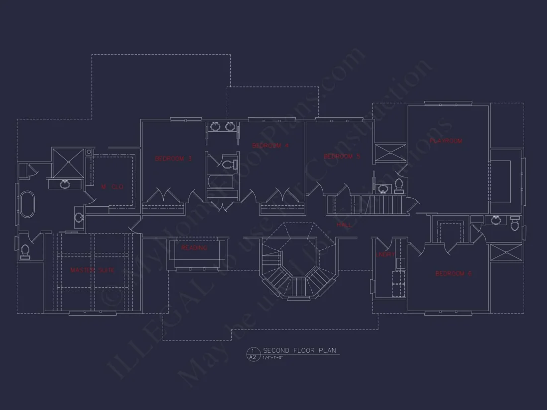Shingle Style 2-Story house Plan, 6 Bed, 4693 Sq Ft Floor Plan