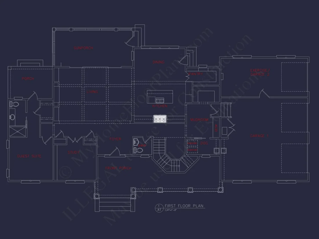 Shingle Style 2-Story house Plan, 6 Bed, 4693 Sq Ft Floor Plan