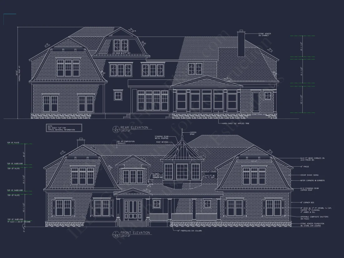 Shingle Style 2-Story house Plan, 6 Bed, 4693 Sq Ft Floor Plan