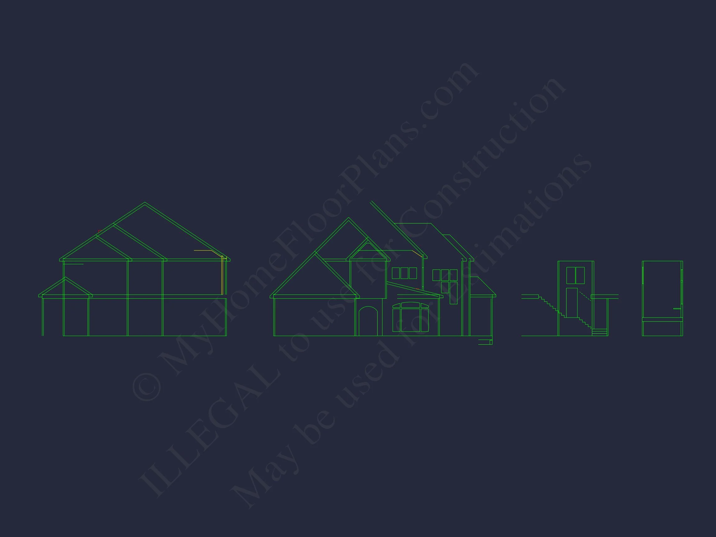 14-1991 HOUSE PLAN - 4-Bed, 5-Bath, 4157 SF Modern Craftsman House Plan 45 Modern Floor Plan with CAD Designs for 2-Story house Blueprints