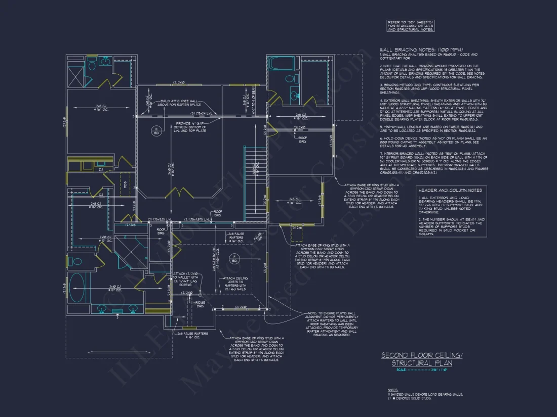 Modern Floor Plan with CAD Designs for 2-Story house Blueprints