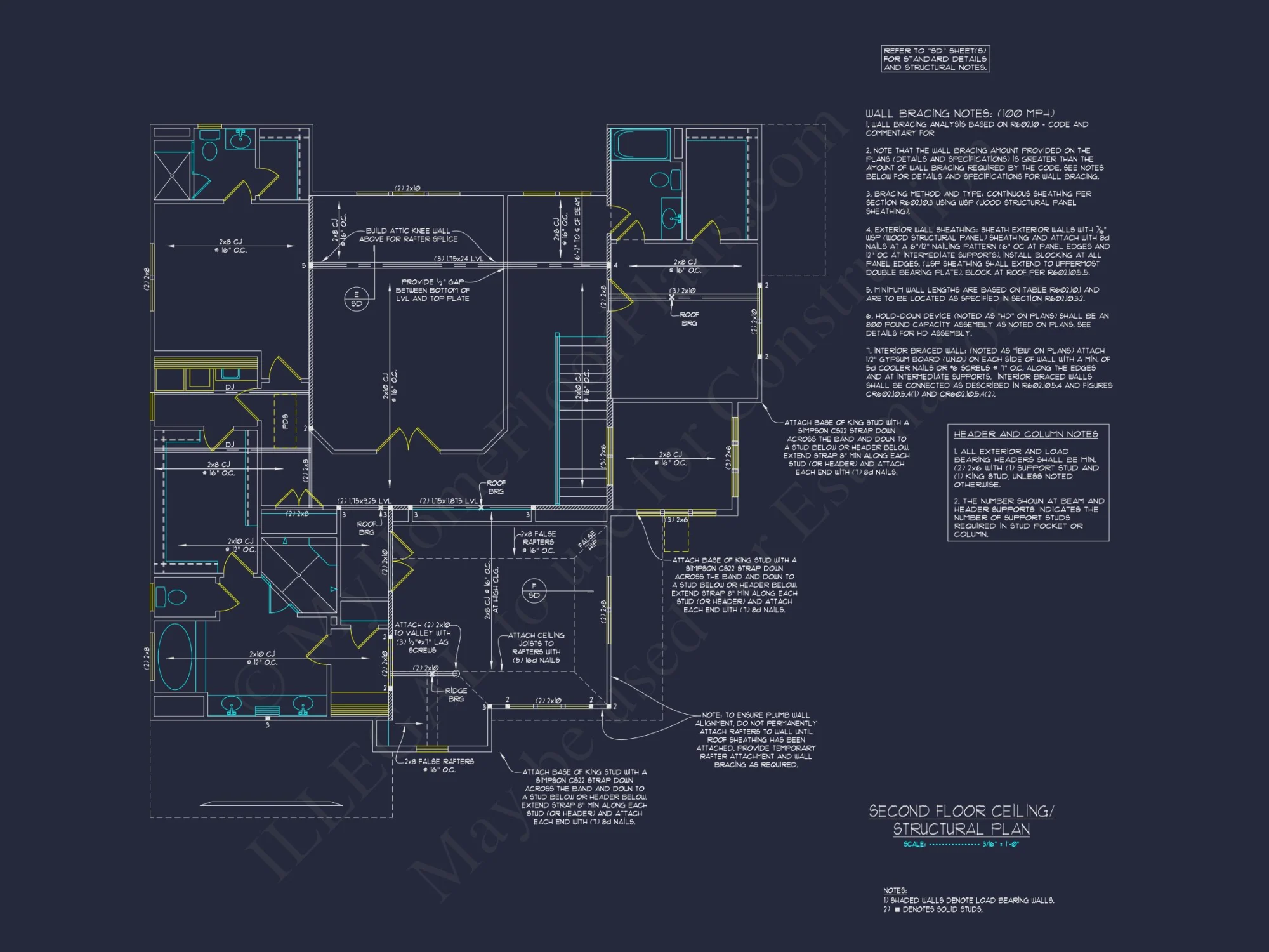 Modern Floor Plan with CAD Designs for 2-Story house Blueprints