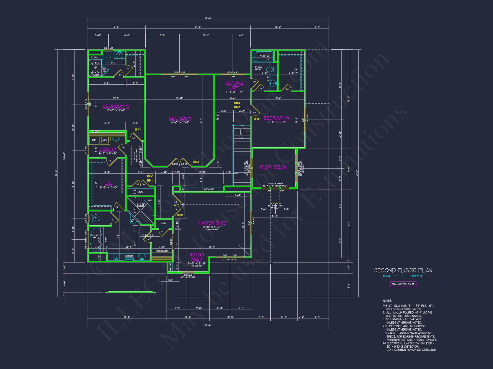 Modern Floor Plan with CAD Designs for 2-Story house Blueprints