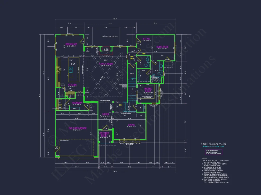 Modern Floor Plan with CAD Designs for 2-Story house Blueprints