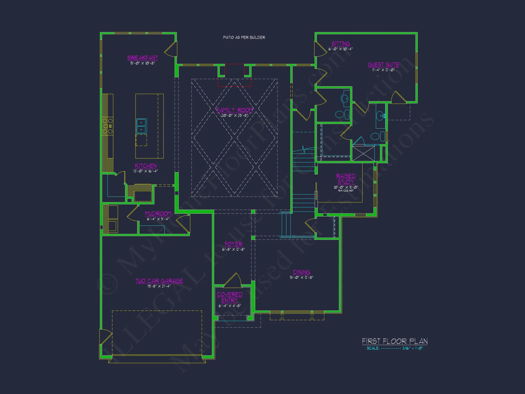 Modern Floor Plan with CAD Designs for 2-Story house Blueprints