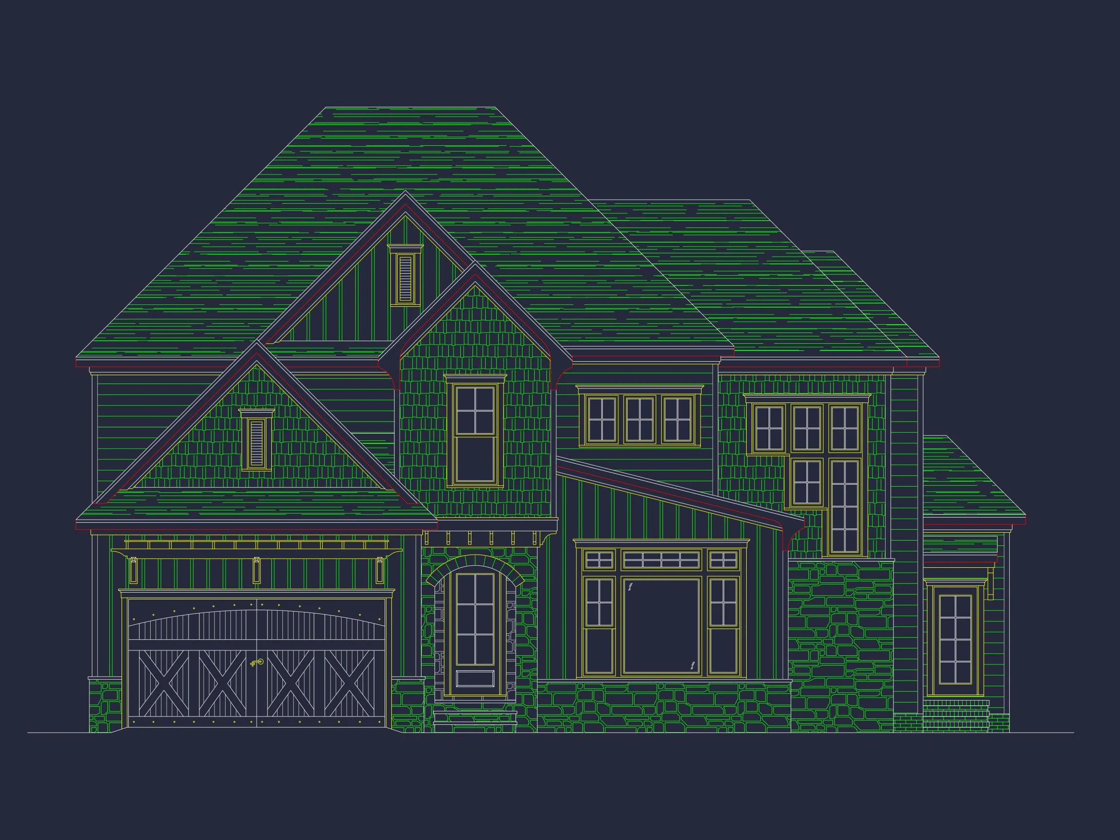 14-1991 HOUSE PLAN - 4-Bed, 5-Bath, 4157 SF Modern Craftsman House Plan 34 Modern Floor Plan with CAD Designs for 2-Story house Blueprints