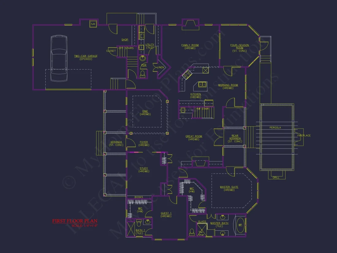 Elegant 2-Story house Floor Plan with CAD Designs & Blueprints
