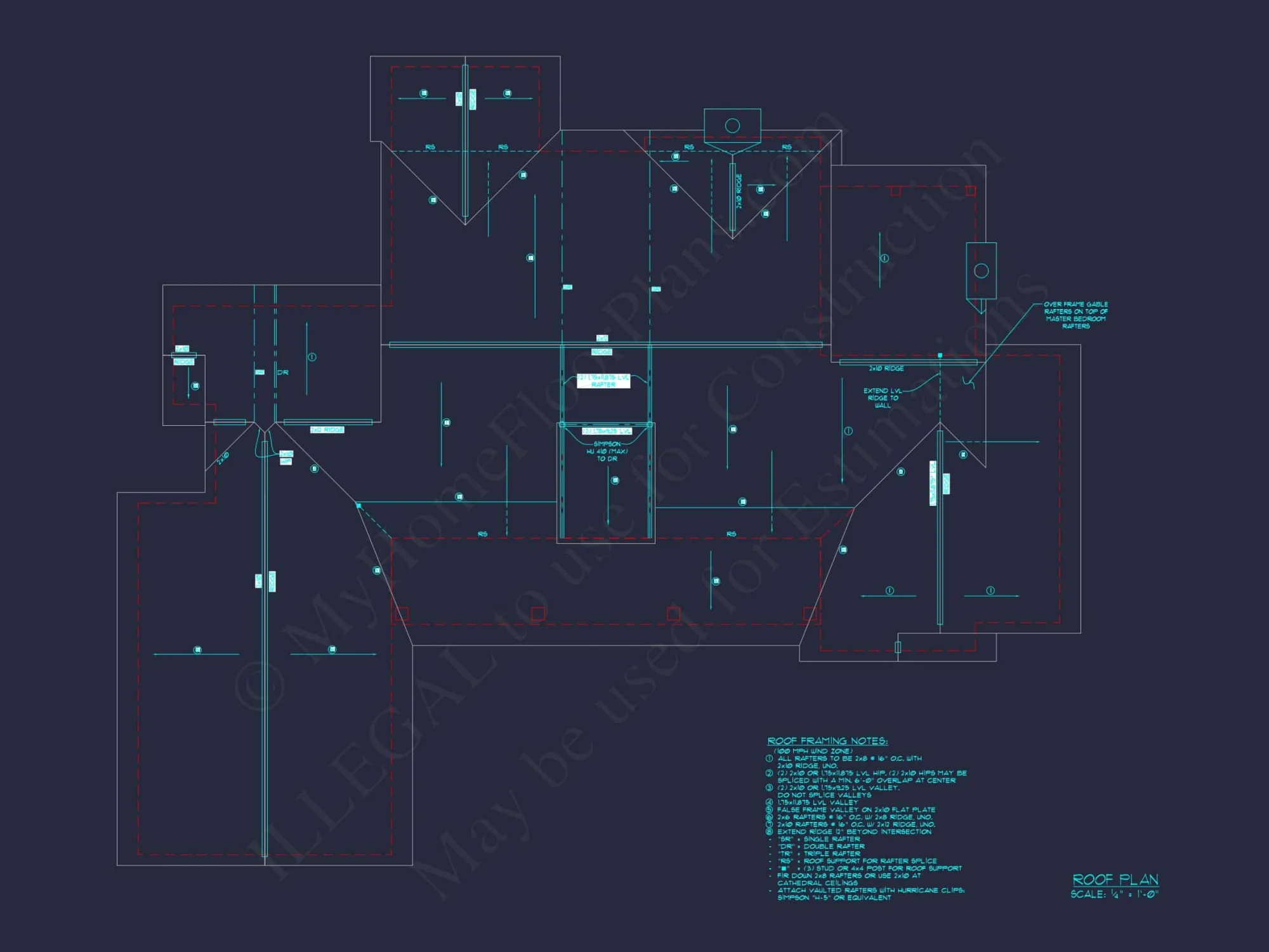 Luxury house Floor Plan with 4 Bedrooms, CAD Blueprint Designs