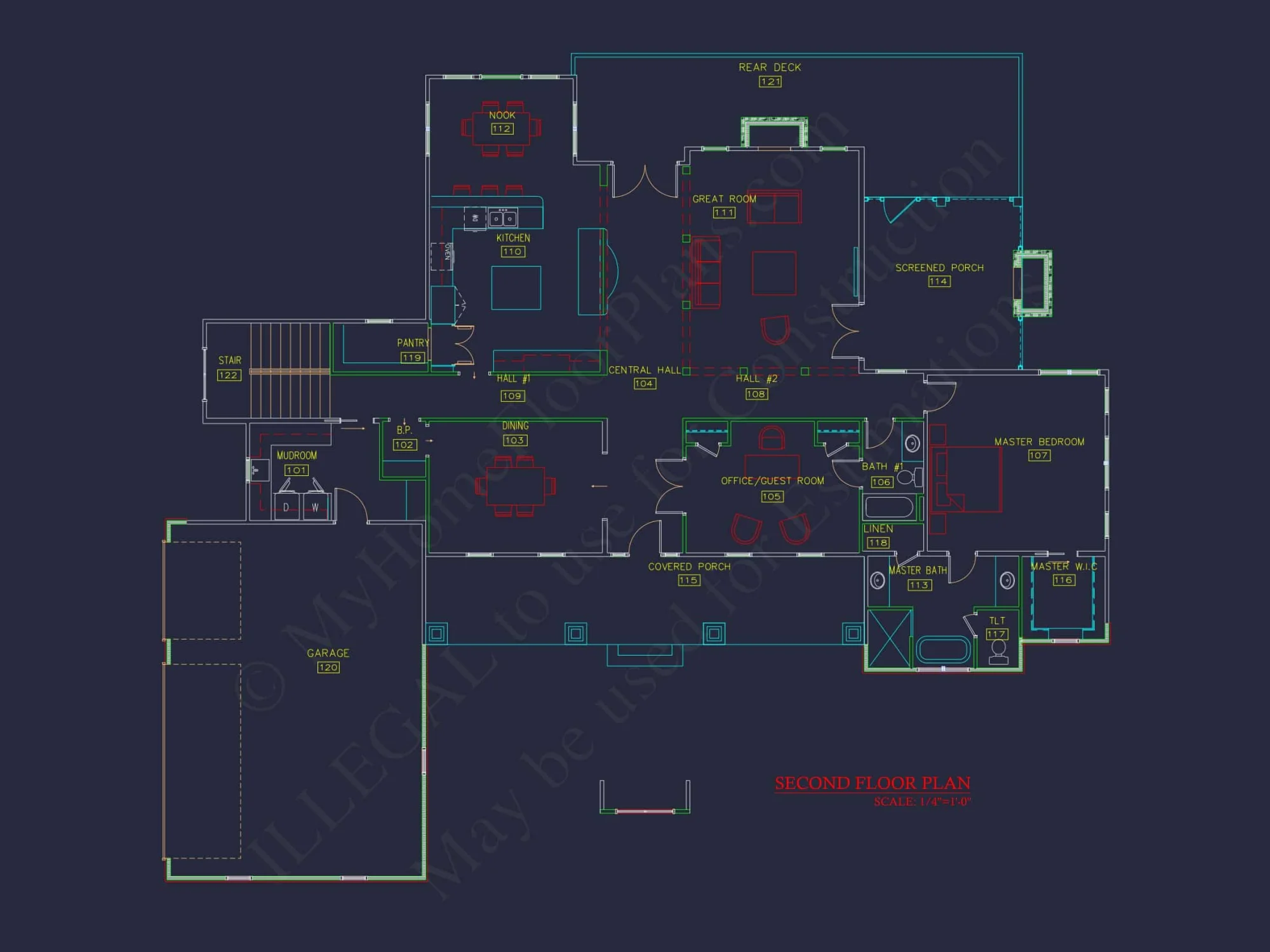 Luxury house Floor Plan with 4 Bedrooms, CAD Blueprint Designs