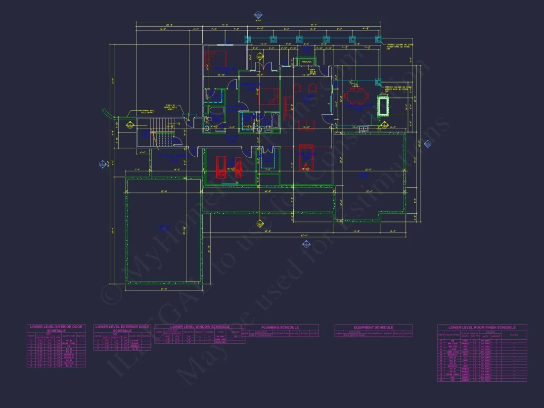Luxury house Floor Plan with 4 Bedrooms, CAD Blueprint Designs