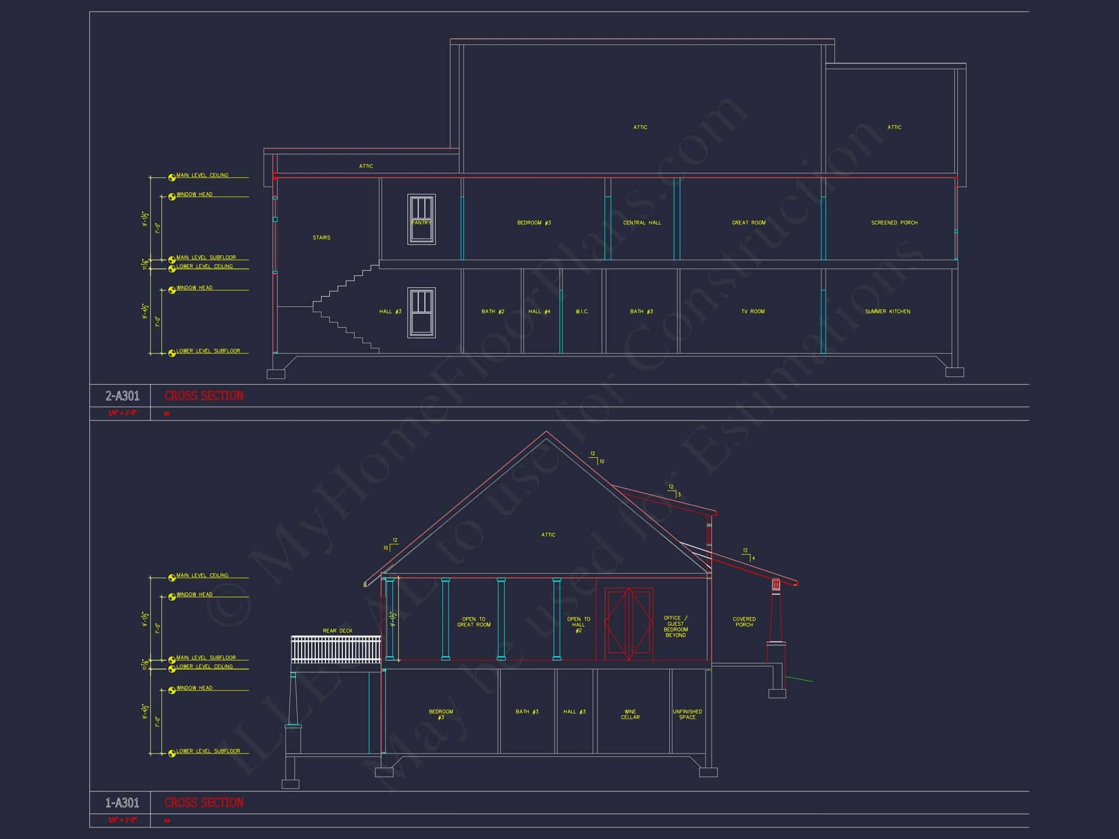 14-1808 HOUSE PLAN - Luxury House Floor Plan with 4 Bedrooms, CAD Blueprint Designs 6 Luxury house Floor Plan with 4 Bedrooms, CAD Blueprint Designs