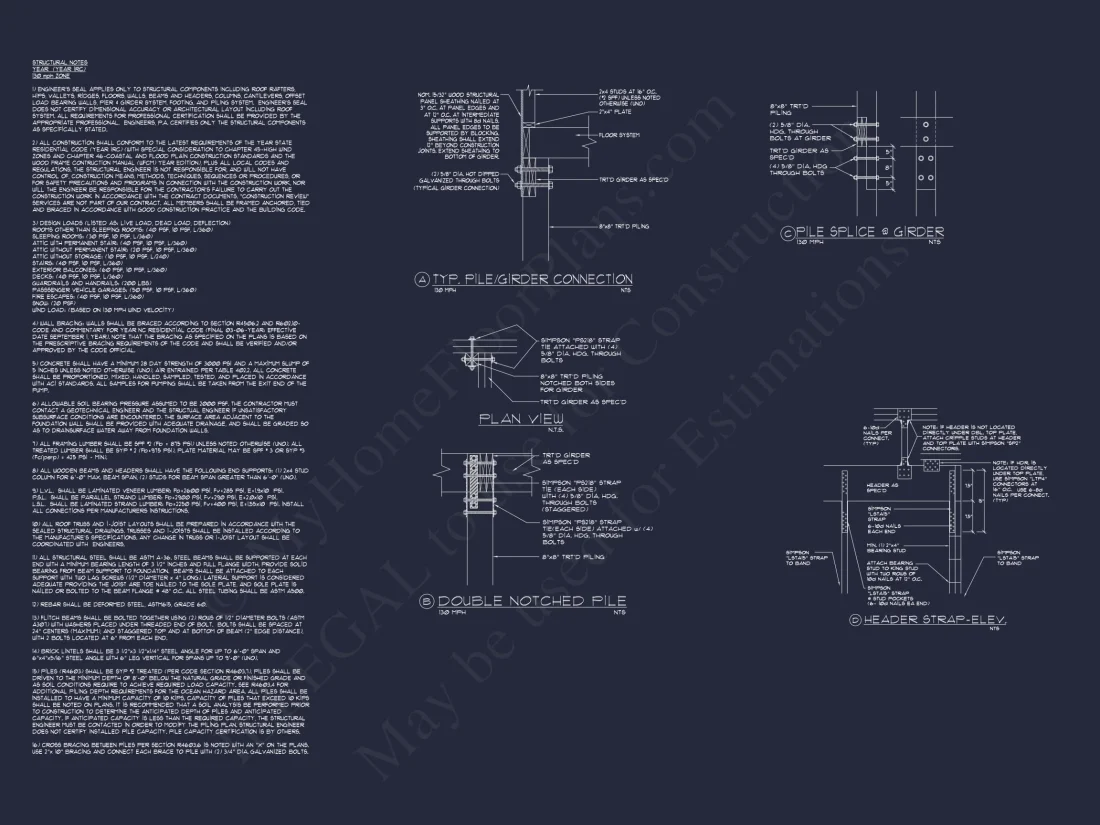 Custom Beach house Plan with 3 Floors, 4 Bedrooms & CAD Design