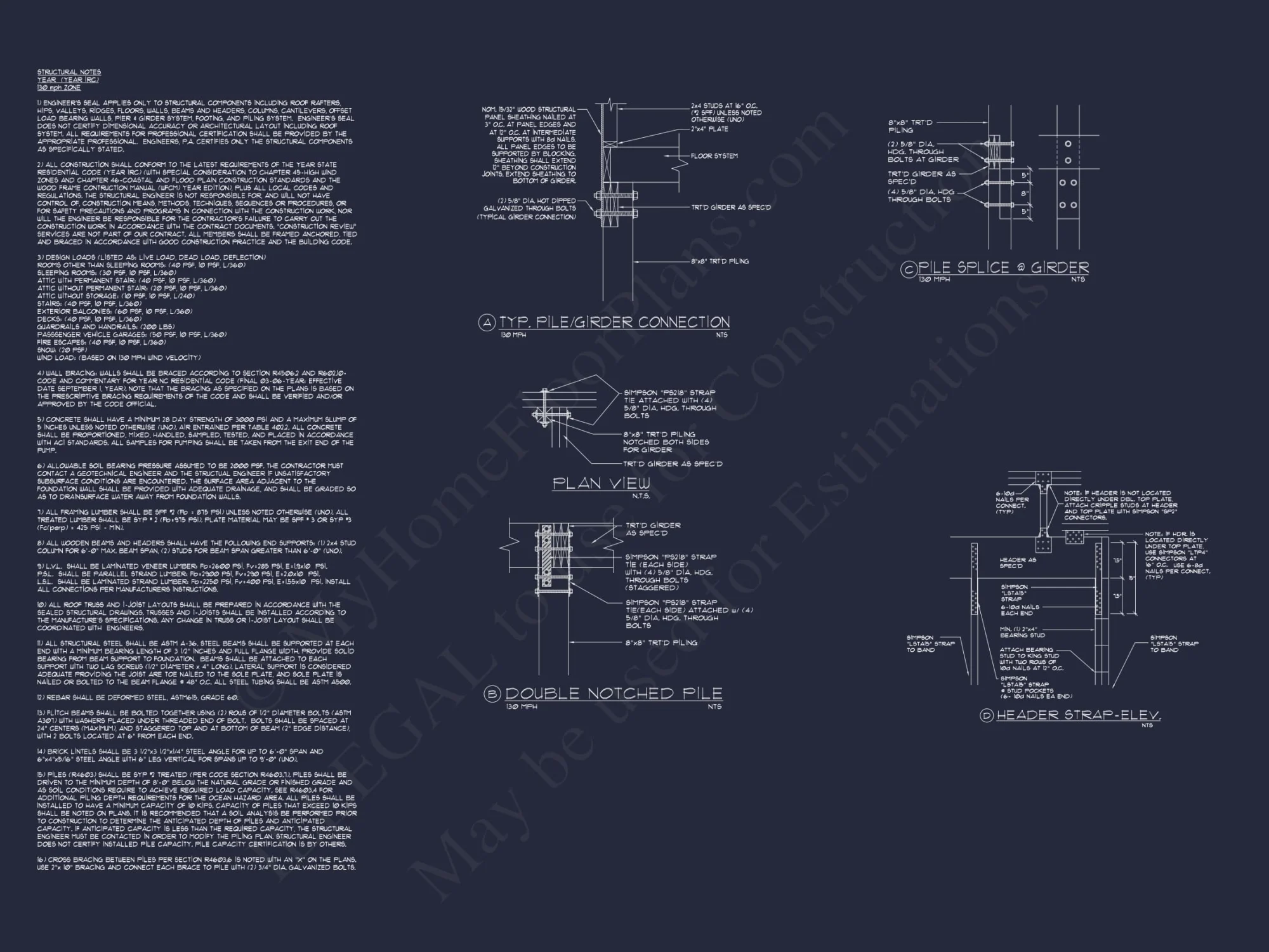 Custom Beach house Plan with 3 Floors, 4 Bedrooms & CAD Design