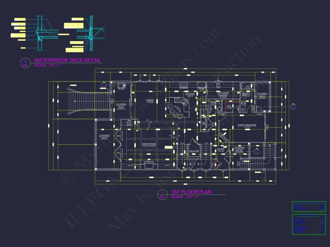 Custom Beach house Plan with 3 Floors, 4 Bedrooms & CAD Design