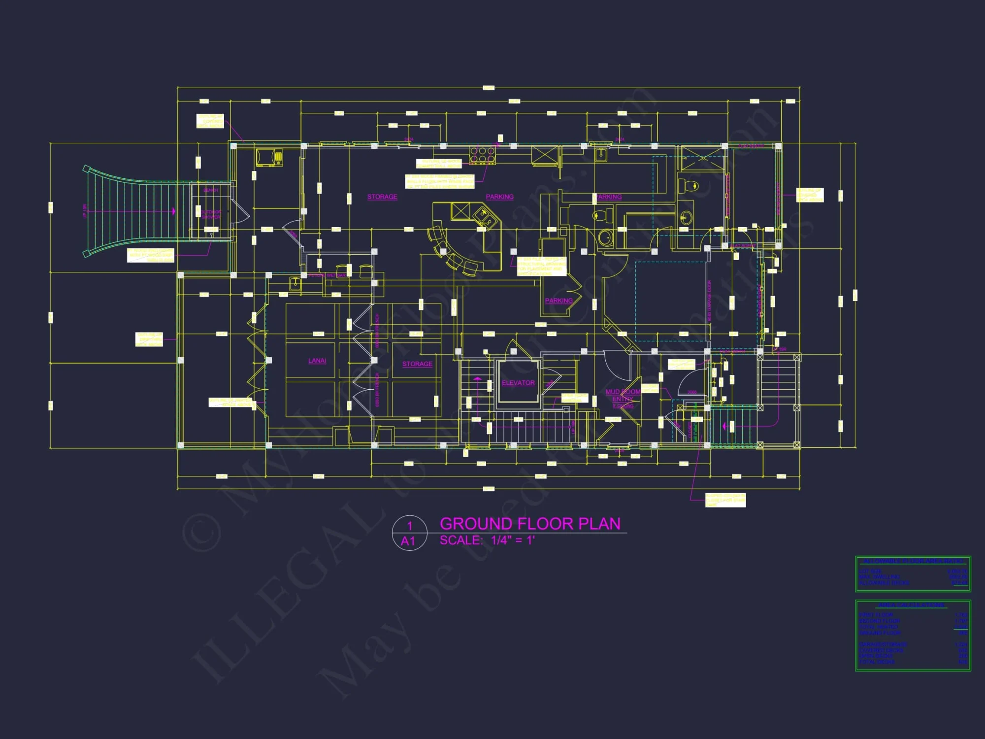 Custom Beach house Plan with 3 Floors, 4 Bedrooms & CAD Design