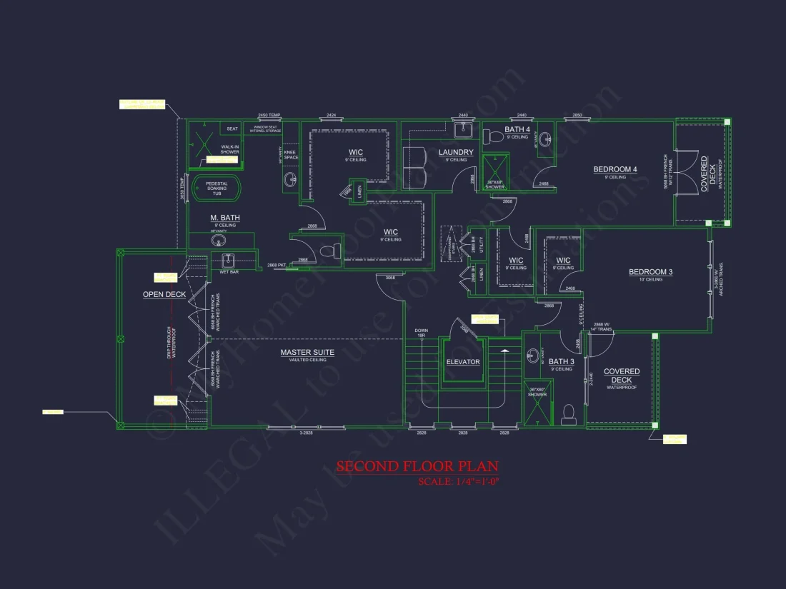 Custom Beach house Plan with 3 Floors, 4 Bedrooms & CAD Design