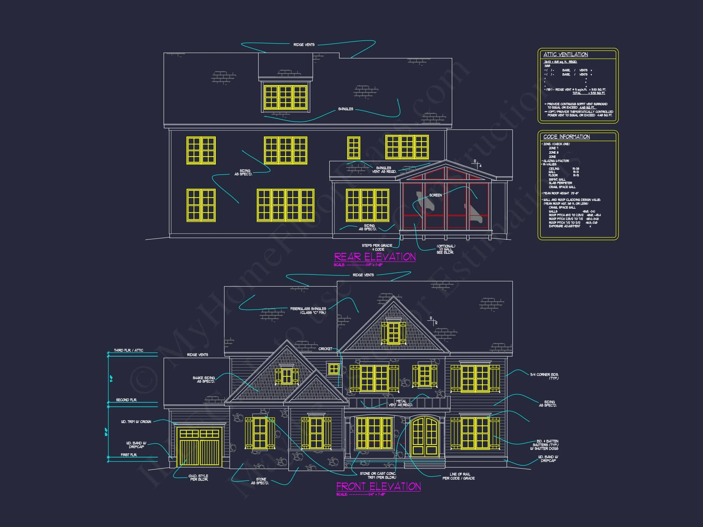 Mediterranean house Plan with 3 Floors and 4 Bedrooms