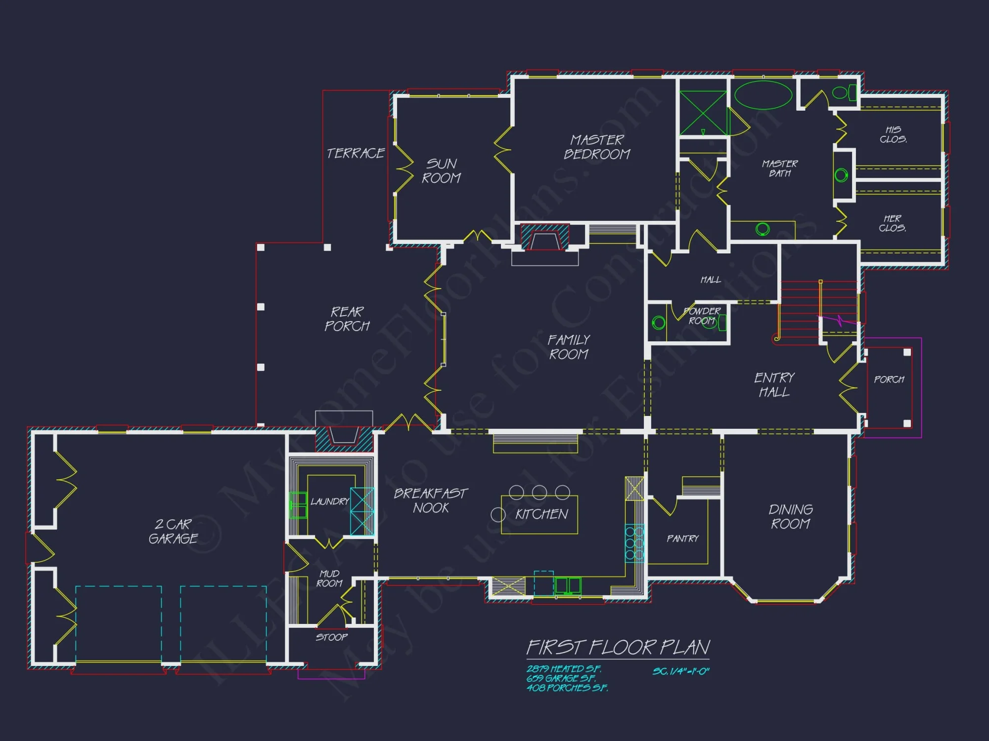 Beautiful house Floor Plan with CAD Blueprints and Designs
