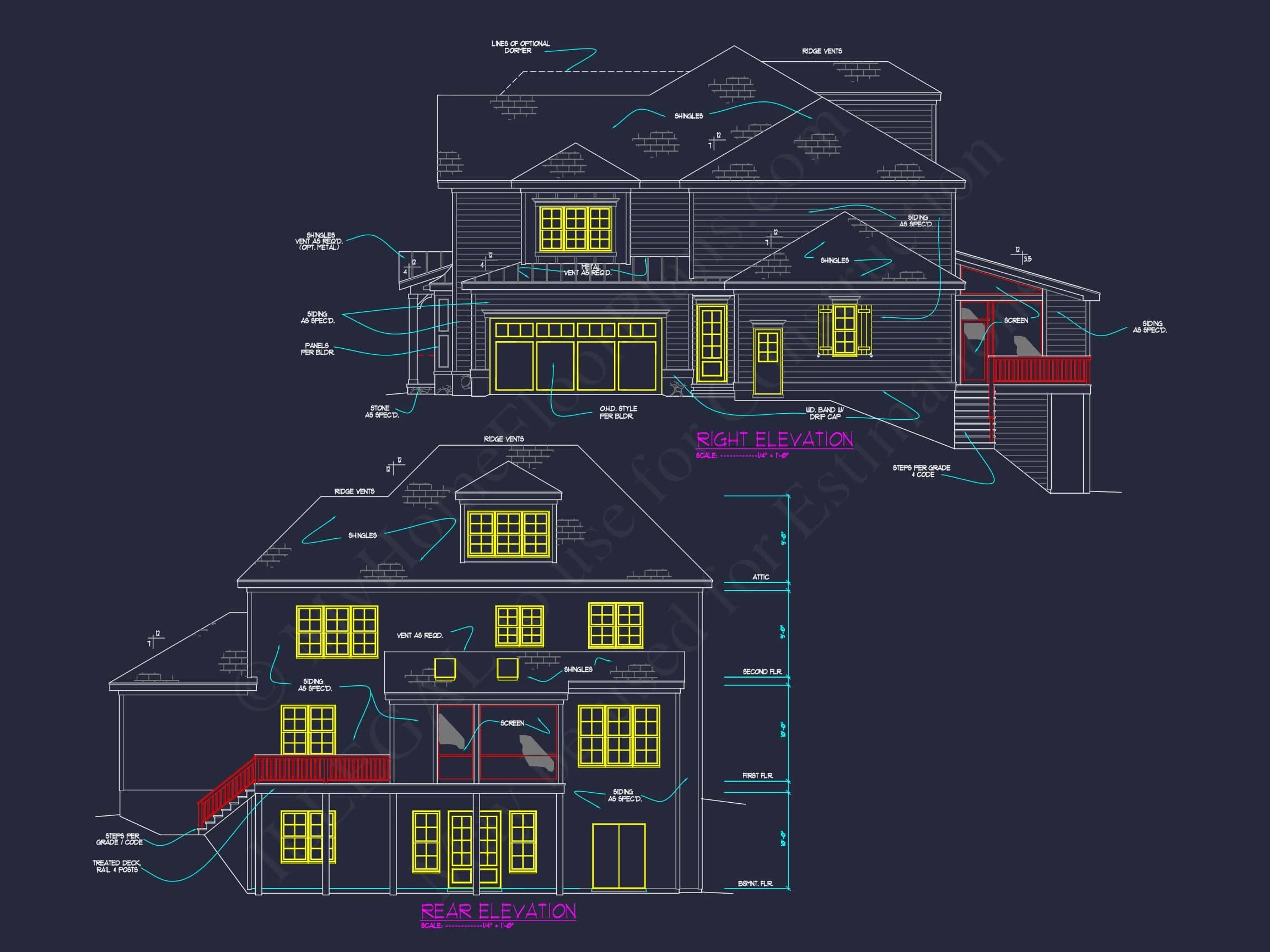 14-1554 HOUSE PLAN - 5-Bed, 5-Bath, 4112 SF Craftsman House Plan 35 CAD, Floor Plan Designs