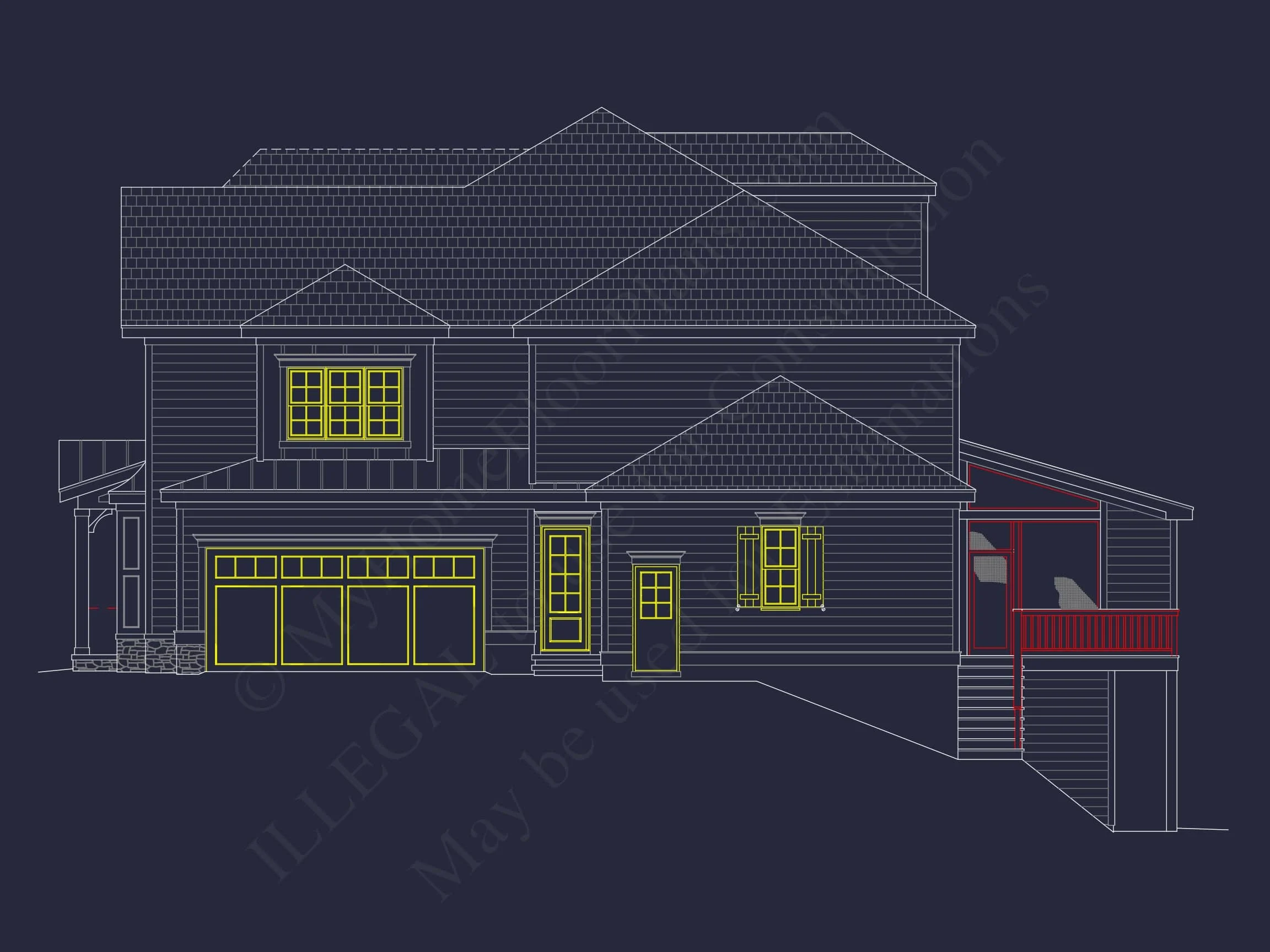 14-1554 HOUSE PLAN - 5-Bed, 5-Bath, 4112 SF Craftsman House Plan 29 CAD, Floor Plan Designs