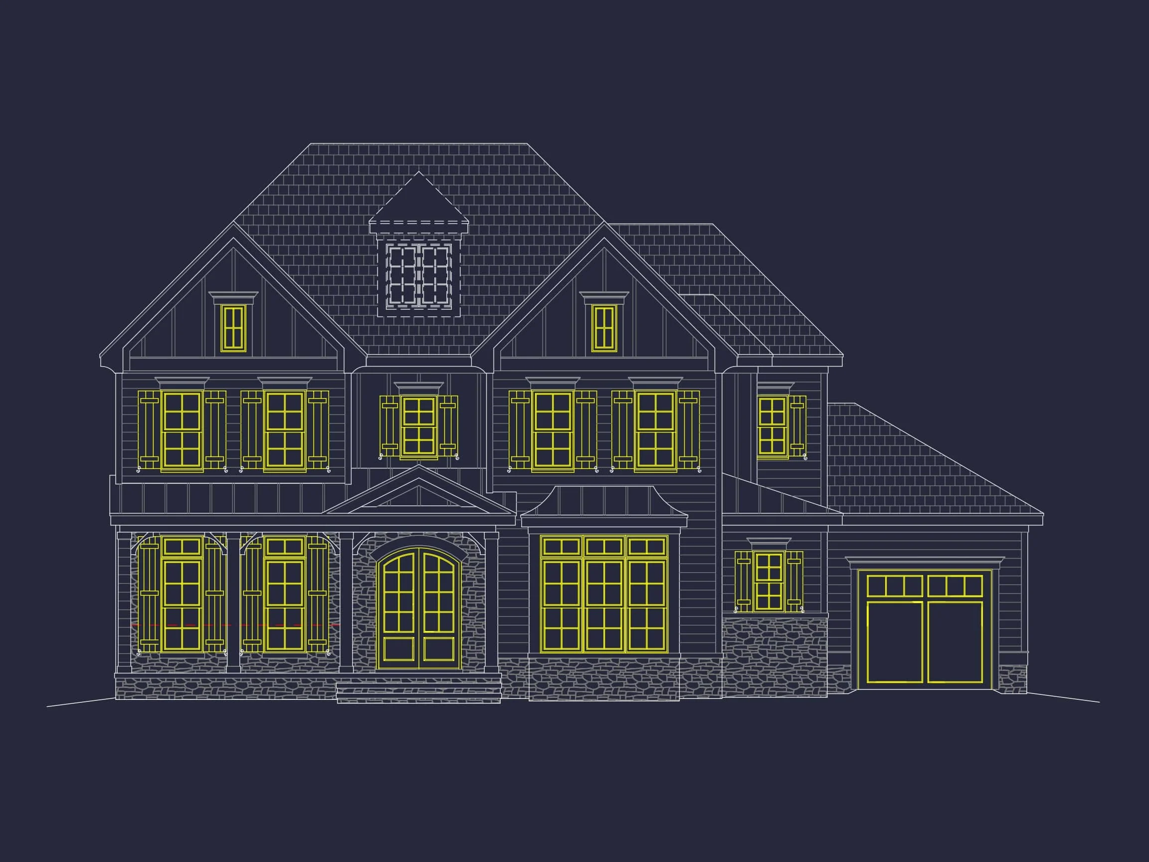 14-1554 HOUSE PLAN - 5-Bed, 5-Bath, 4112 SF Craftsman House Plan 27 CAD, Floor Plan Designs