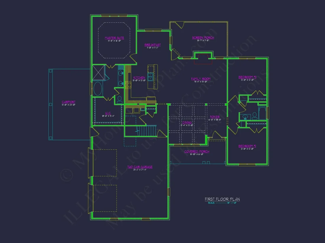 Craftsman house Floor Plan with 1.5 Story CAD Designs