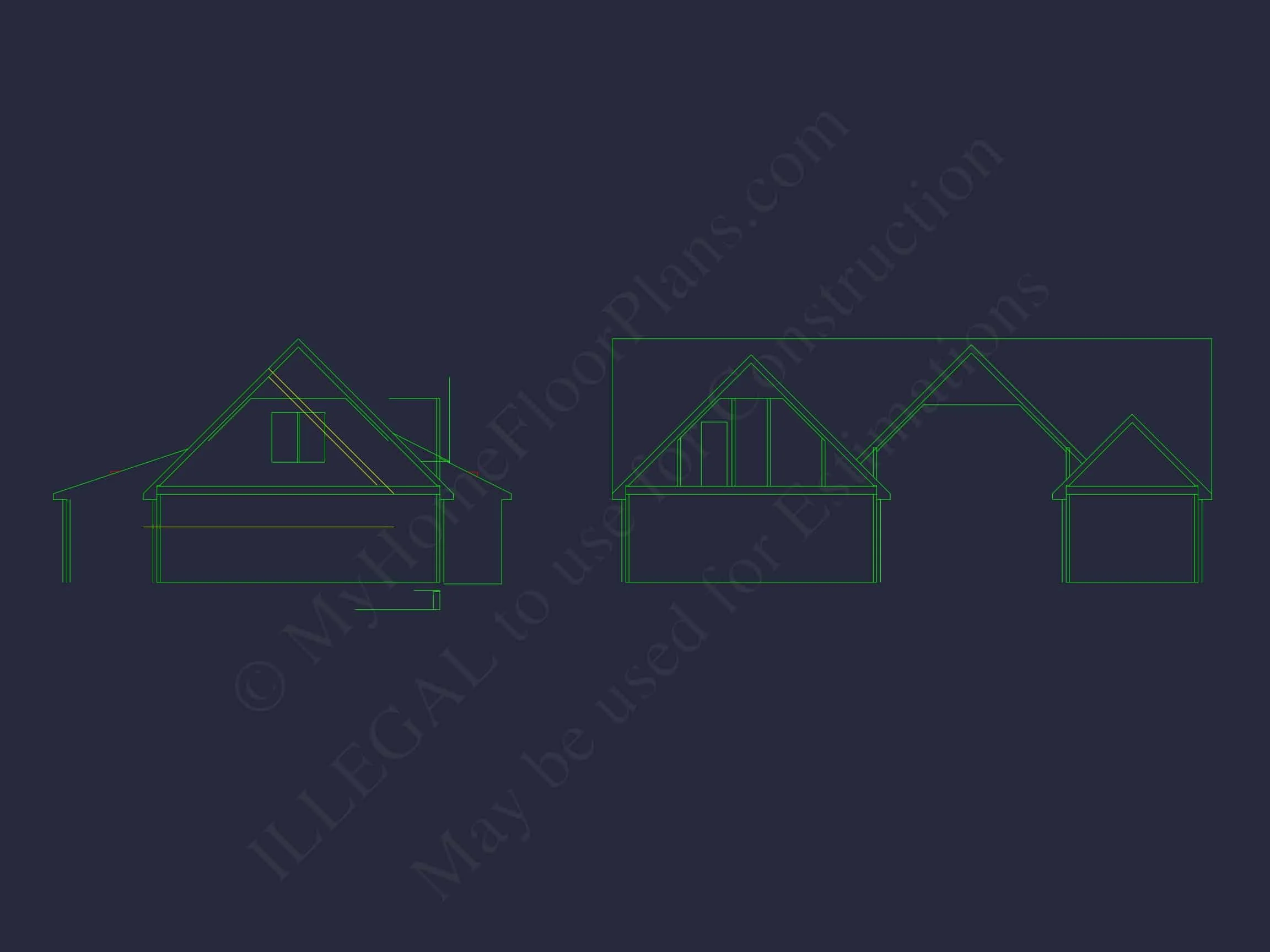 14-1490 HOUSE PLAN - Craftsman House Floor Plan with 1.5 Story CAD Designs 5 Craftsman house Floor Plan with 1.5 Story CAD Designs