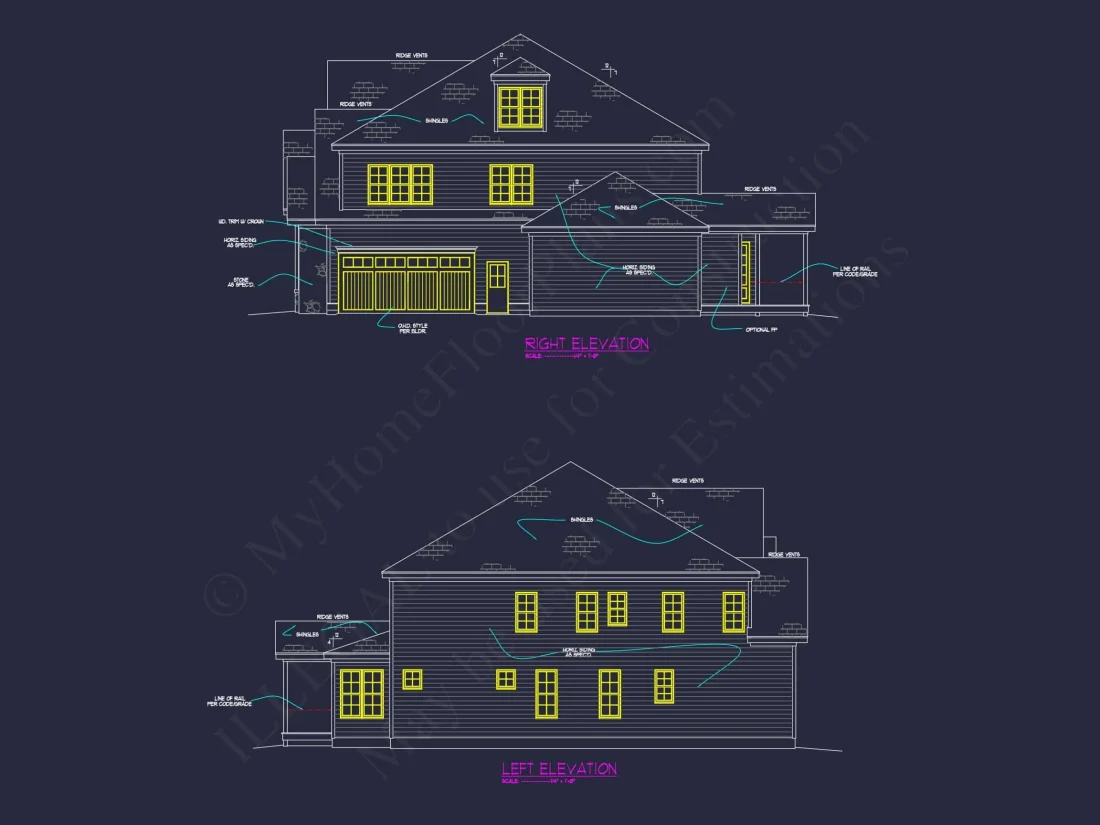 Modern Suburban house Plan with Blueprint & CAD Designs