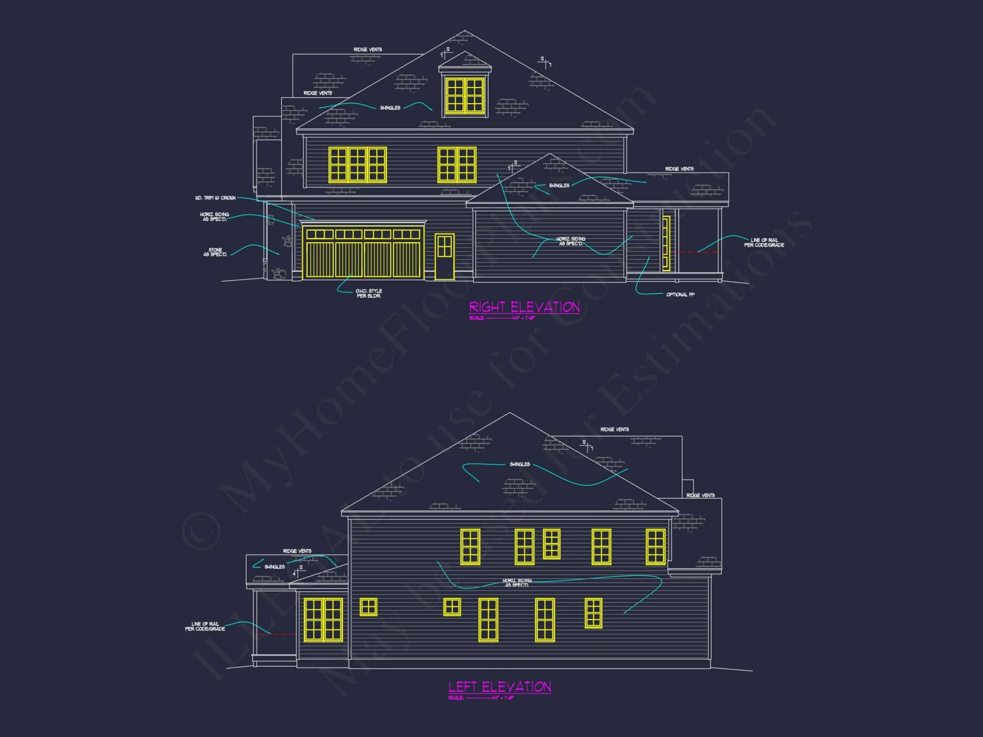 Modern Suburban house Plan with Blueprint & CAD Designs