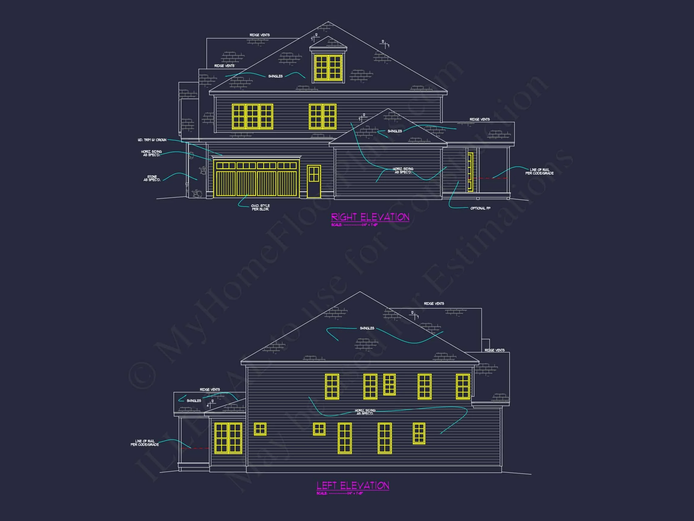 Modern Suburban house Plan with Blueprint & CAD Designs