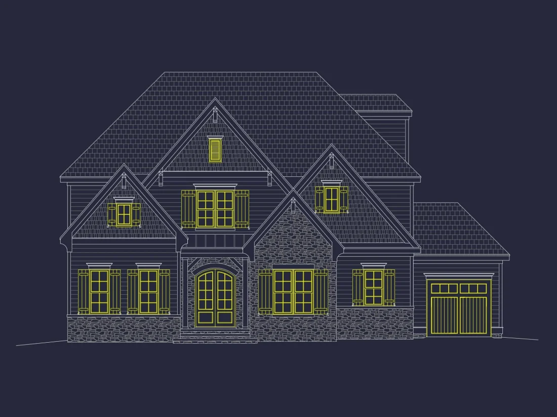 Modern Suburban house Plan with Blueprint & CAD Designs