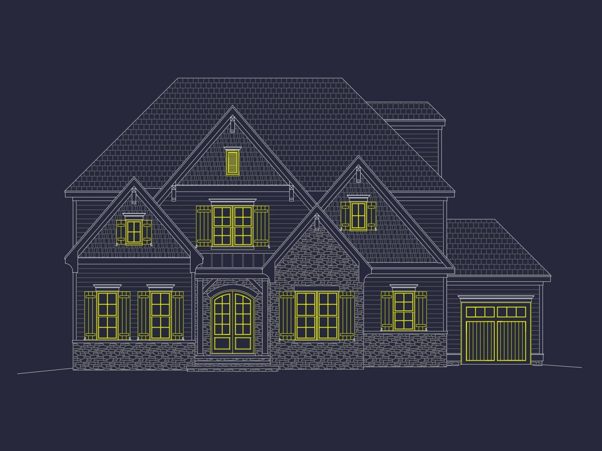 Modern Suburban house Plan with Blueprint & CAD Designs