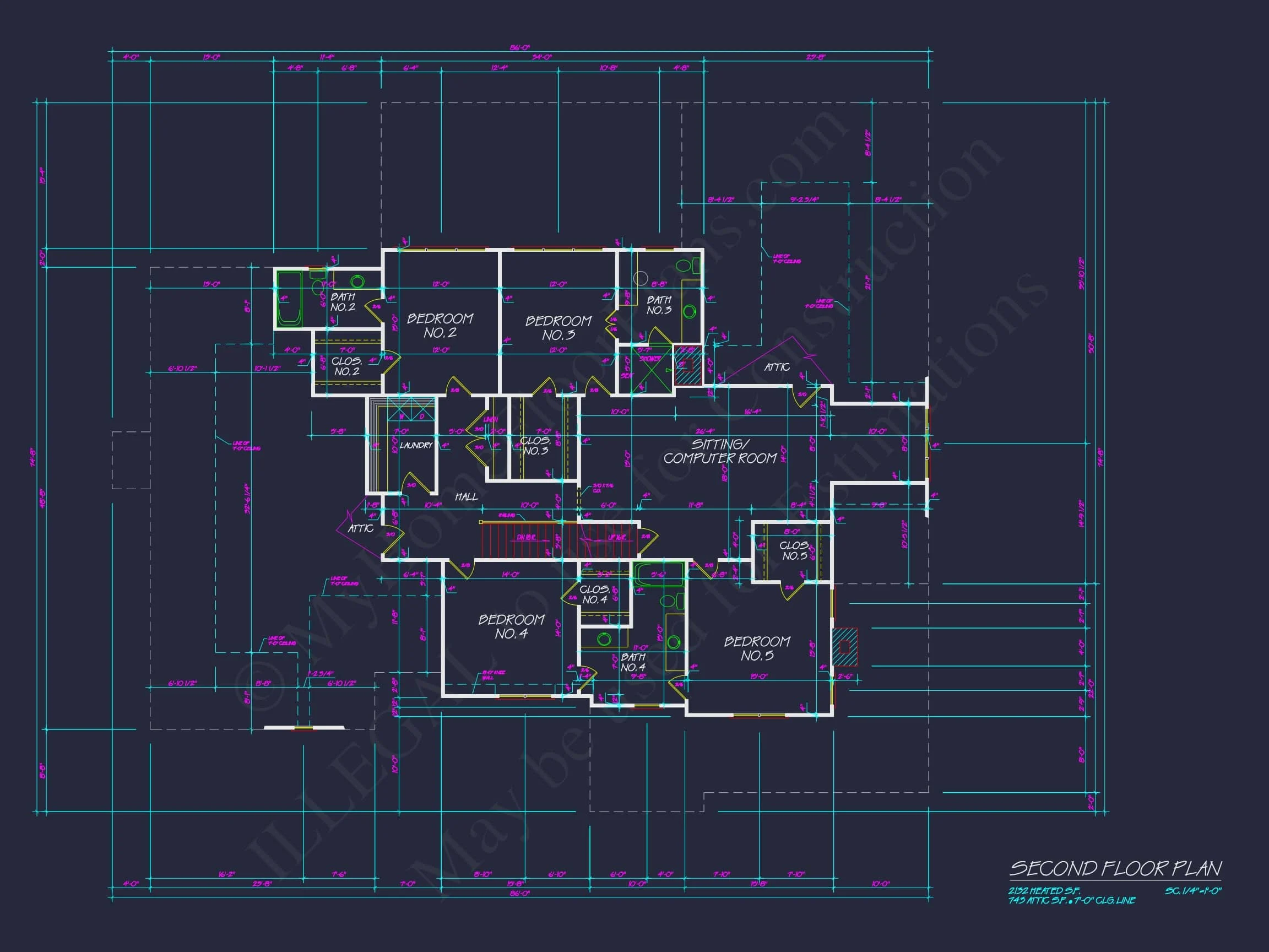 14-1457 HOUSE PLAN - Traditional Colonial Revival House Plan – 5-Bed, 5-Bath, 5,322 SF 16 house Design and Blueprint for Unique 3-Story Colonial Revival