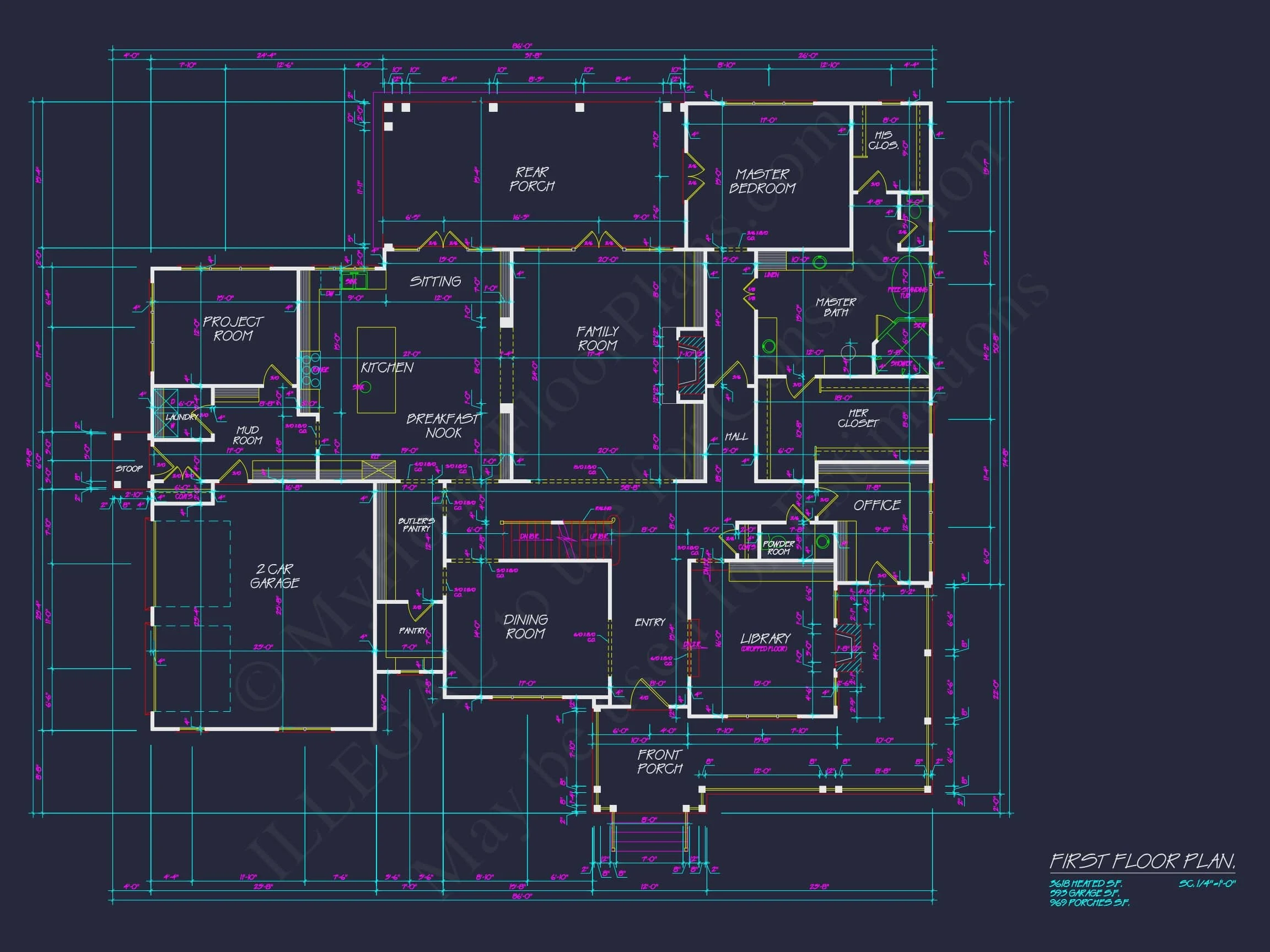 14-1457 HOUSE PLAN - Traditional Colonial Revival House Plan – 5-Bed, 5-Bath, 5,322 SF 15 house Design and Blueprint for Unique 3-Story Colonial Revival