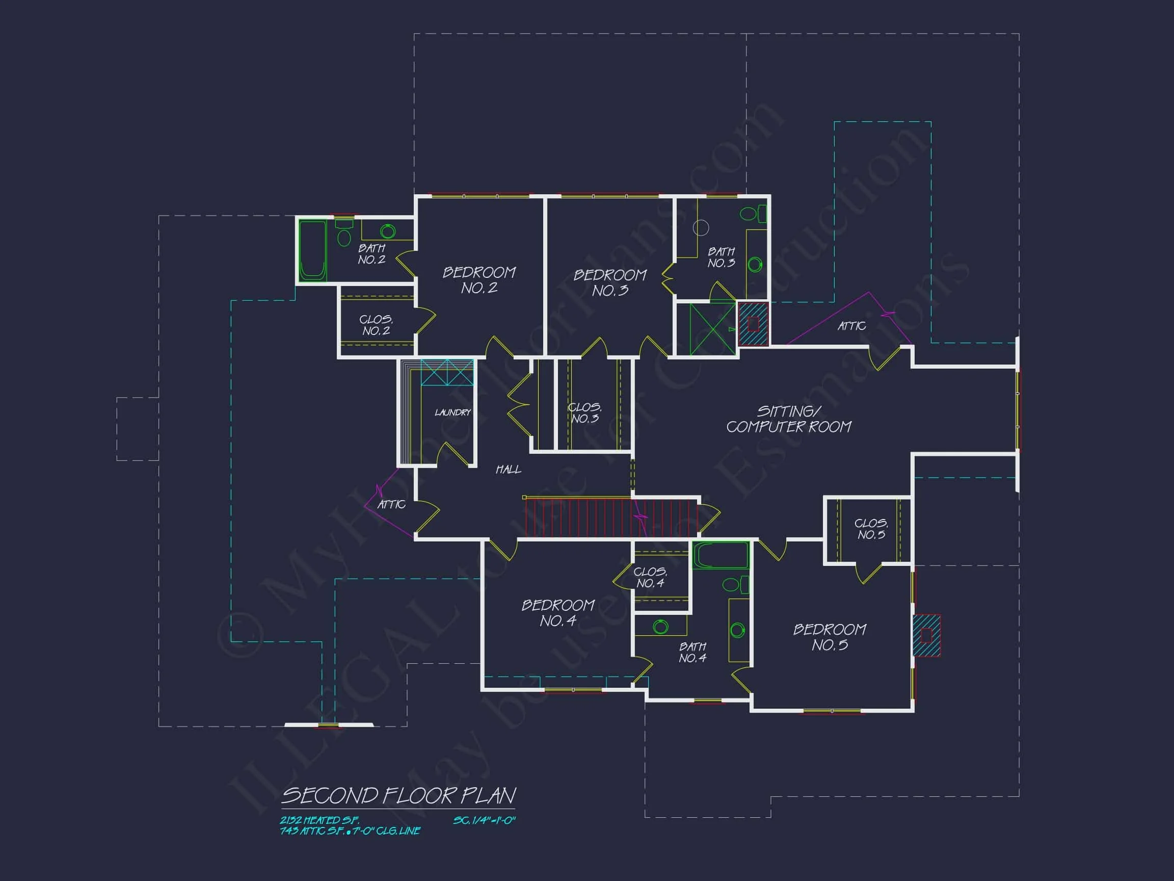 14-1457 HOUSE PLAN - Traditional Colonial Revival House Plan – 5-Bed, 5-Bath, 5,322 SF 12 house Design and Blueprint for Unique 3-Story Colonial Revival