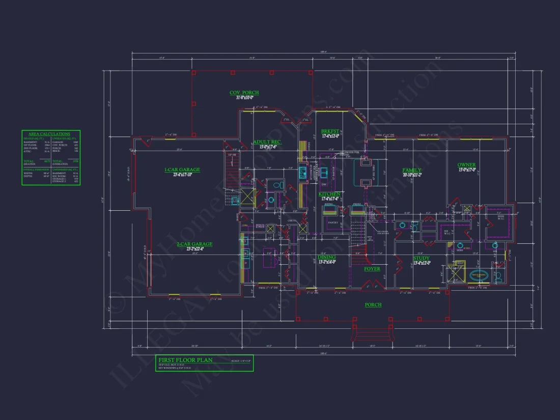 Elegant house Floor Plan with 4 Bedrooms: CAD Designs & Blueprints