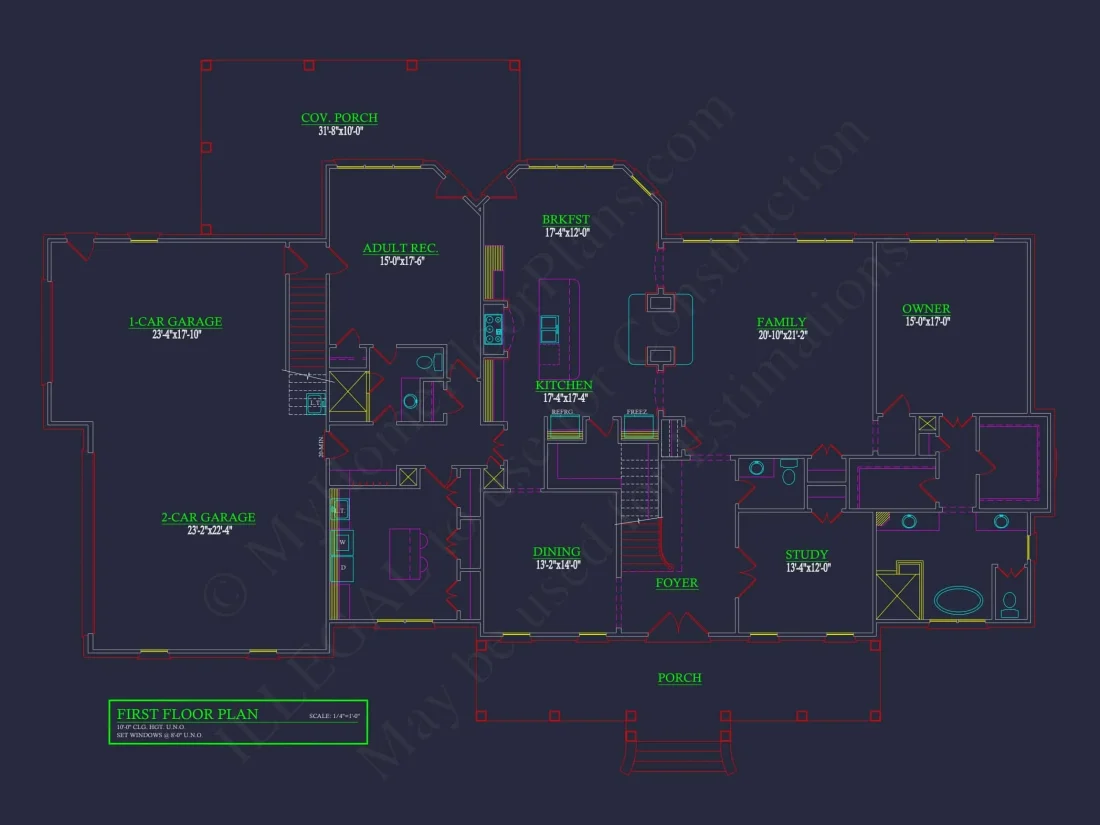 Elegant house Floor Plan with 4 Bedrooms: CAD Designs & Blueprints