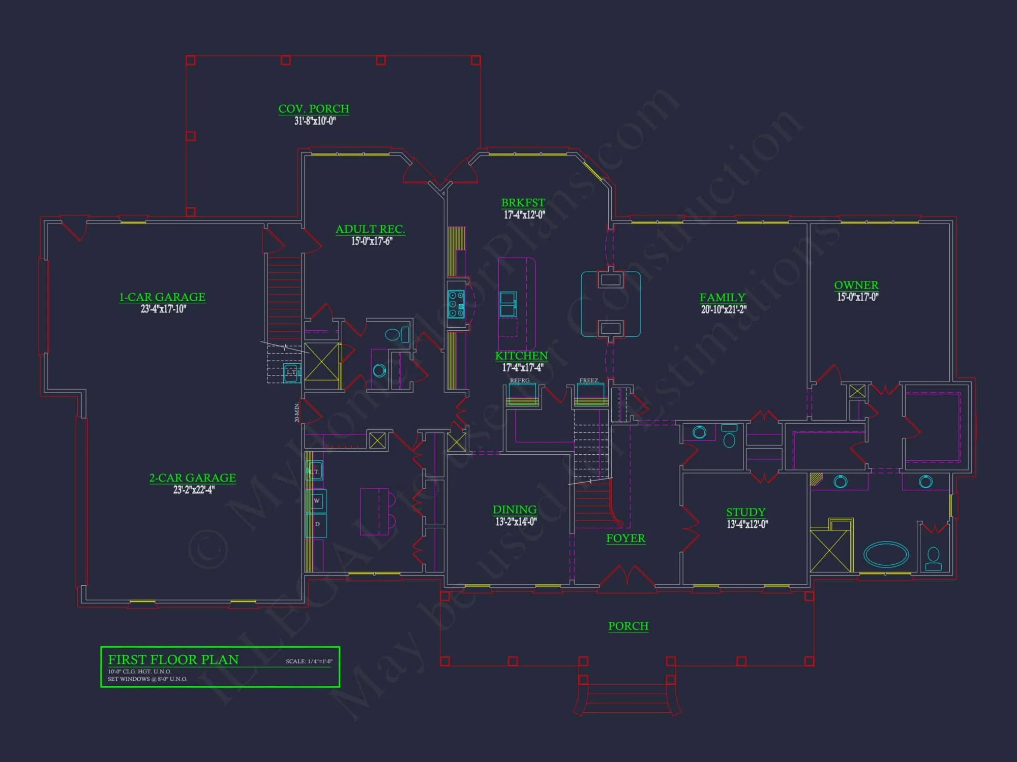 Elegant house Floor Plan with 4 Bedrooms: CAD Designs & Blueprints