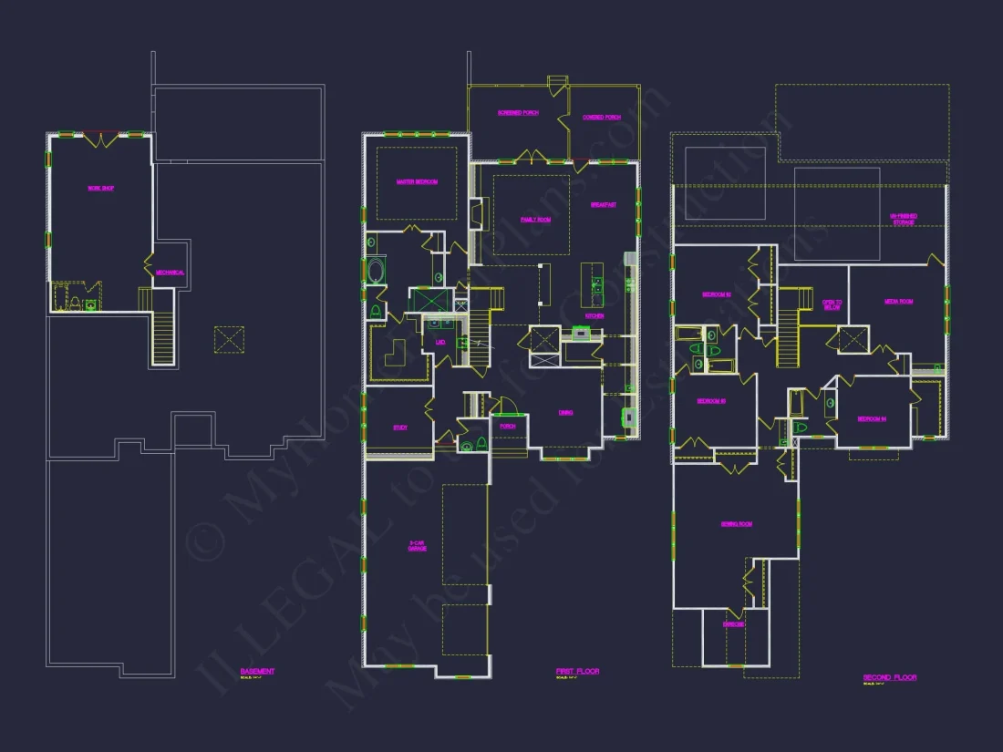 Modern house Plan with Detailed Blueprint and CAD Designs