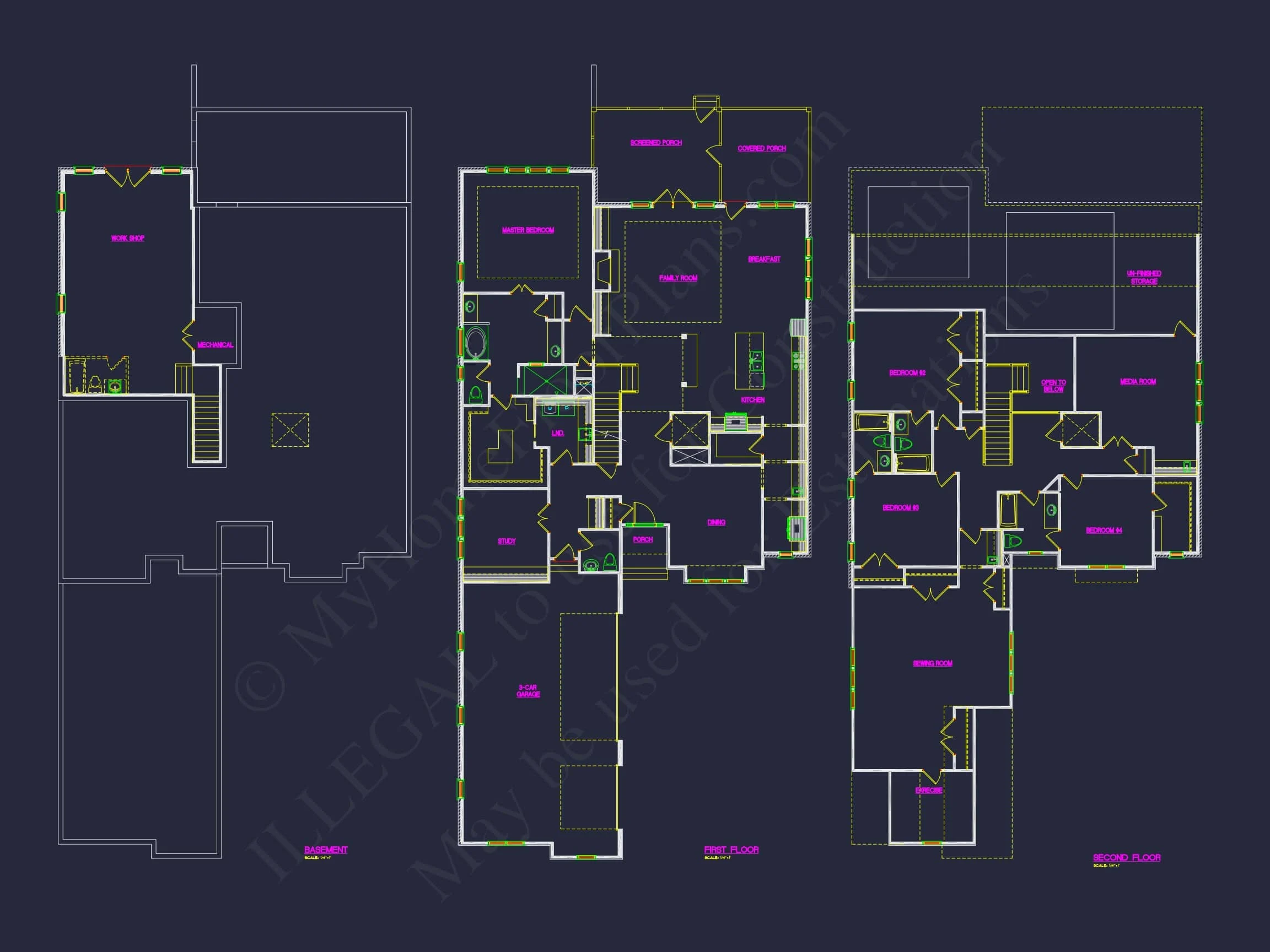 14-1433 HOUSE PLAN - Modern House Plan with Detailed Blueprint and CAD Designs 6 Modern house Plan with Detailed Blueprint and CAD Designs