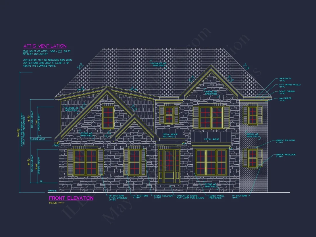 Modern house Plan with Detailed Blueprint and CAD Designs