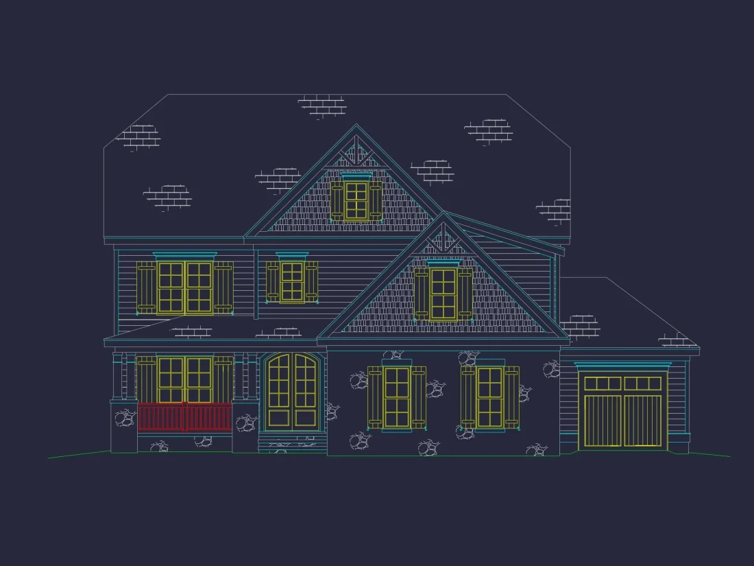 Stunning house Floor Plan with Blueprint Designs and CAD