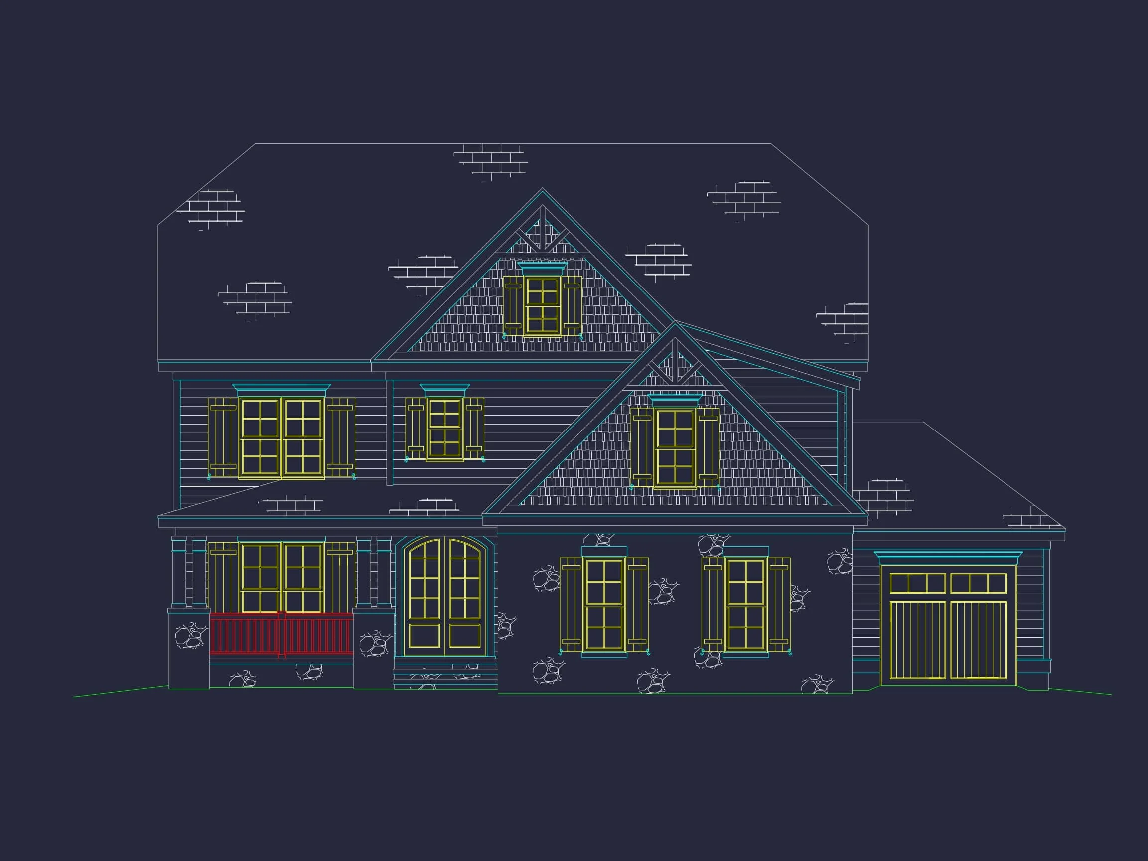 Stunning house Floor Plan with Blueprint Designs and CAD