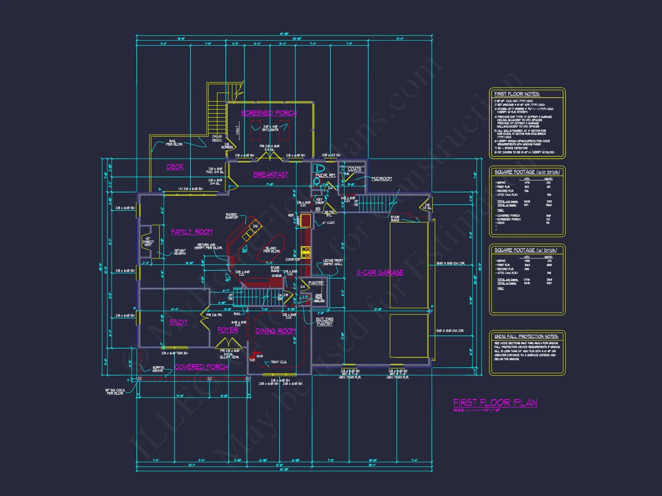 14-1312 HOUSE PLAN - Stunning Traditional House Plan with 3.5 Floors and CAD Designs 11 Stunning Traditional house Plan with 3.5 Floors and CAD Designs